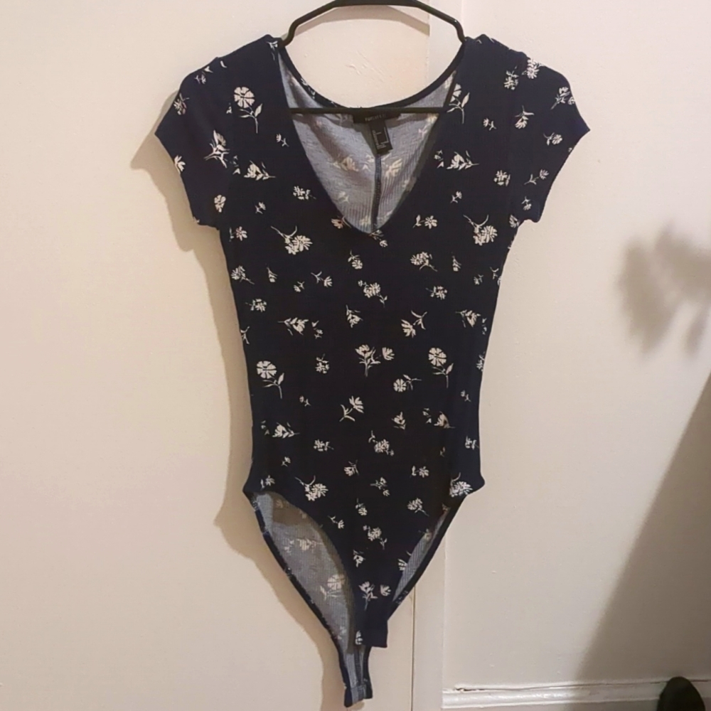 Forever 21 Navy Floral Bodysuit